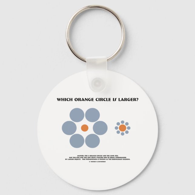Which Orange Circle Is Larger? (Optical Illusion) Keychain (Front)
