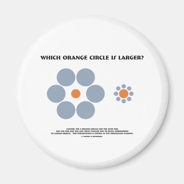Which Orange Circle Is Larger? (Optical Illusion) Magnet (Front)