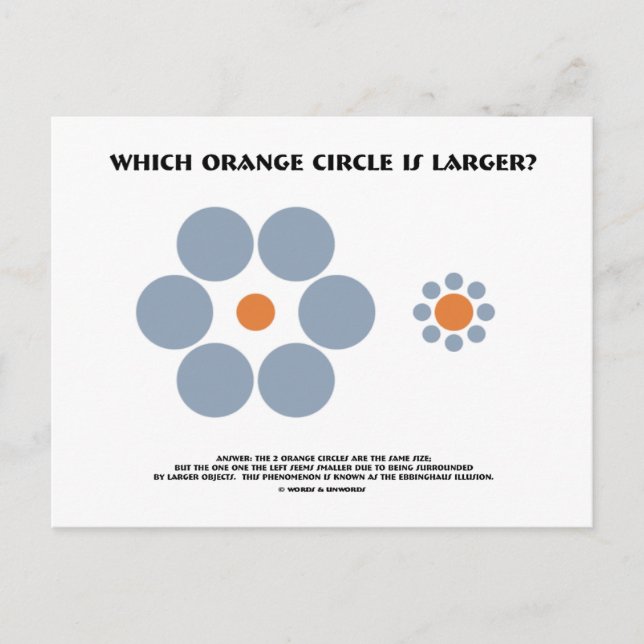 Which Orange Circle Is Larger? (Optical Illusion) Postcard (Front)
