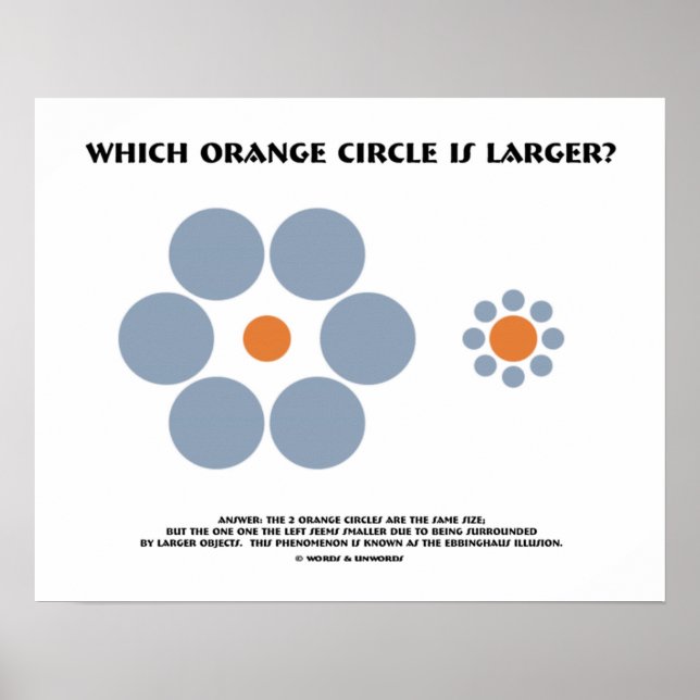 Which Orange Circle Is Larger? (Optical Illusion) Poster (Front)