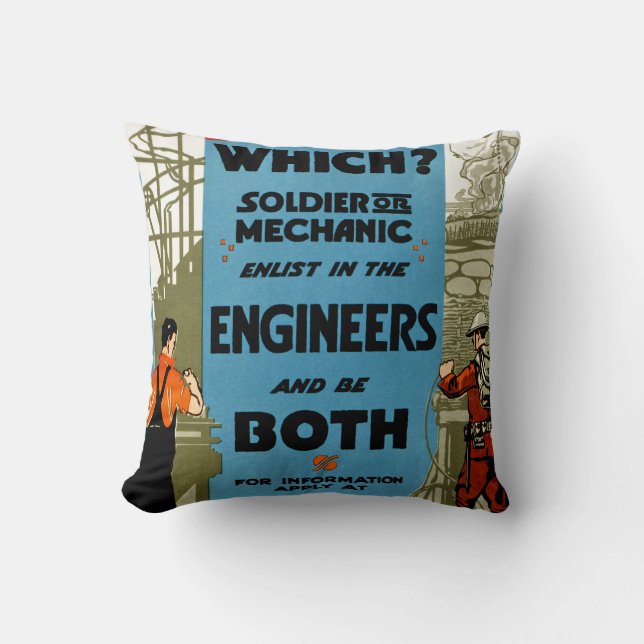 Which? Soldier or Mechanic Throw Pillow (Front)