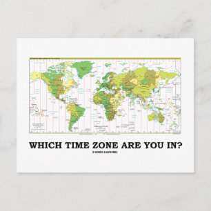 Which Time Zone Are You In? (Time Zones World Map) Postcard