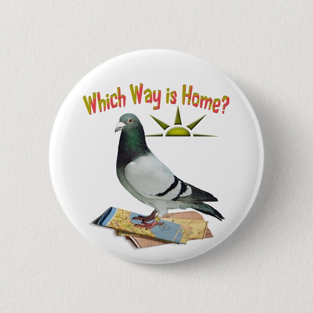 Which Way is Home? Pigeon Art 2 Inch Round Button (Front)