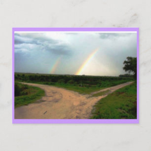 WHICH WAY NOW, DOUBLE RAINBOW AT CROSSROADS POSTCARD