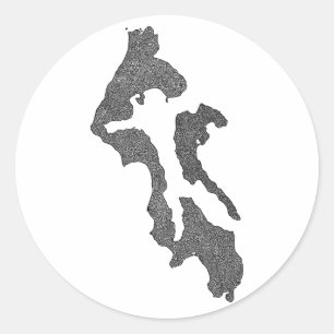 Whidbey Island Island County Map Design Classic Round Sticker
