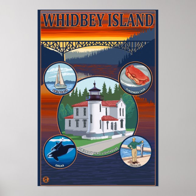 Whidbey Island, Washington Affiche de voyage panor (Devant)