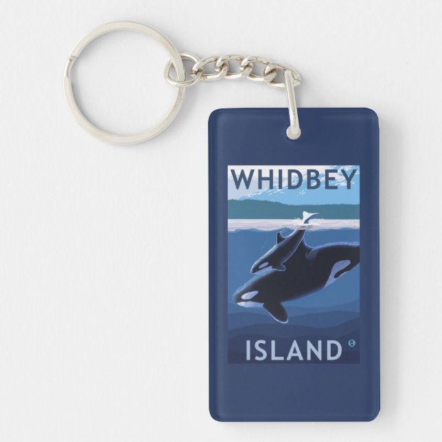 Whidbey Island, WashingtonOrca and Calf Keychain (Front)