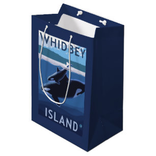 Whidbey Island, WashingtonOrca and Calf Medium Gift Bag