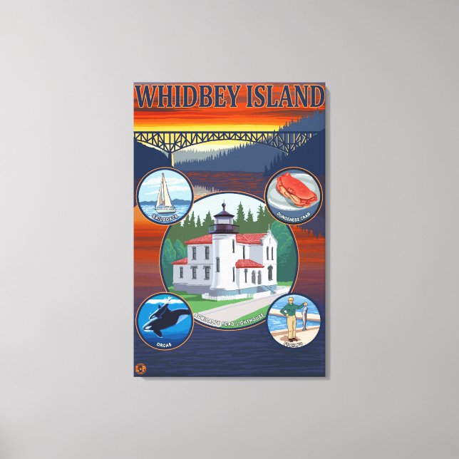 Whidbey Island, WashingtonScenic Travel Poster Canvas Print (Front)