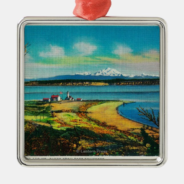 Whidby Island and Mt. Baker from Port Townsend Metal Ornament (Front)