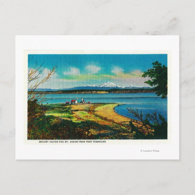 Whidby Island and Mt. Baker from Port Townsend Postcard (Front)