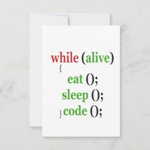 While Alive Eat Sleep Code Funny PRogrammer Gift Thank You Card