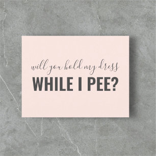 While I Pee Funny Be My Bridesmaid Pink Invitation Postcard