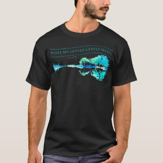 While My Guitar Gently Weeps Guitar Artwork Nature T-Shirt
