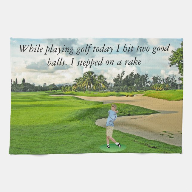 While playing golf today I hit two good balls. Kitchen Towel (Horizontal)