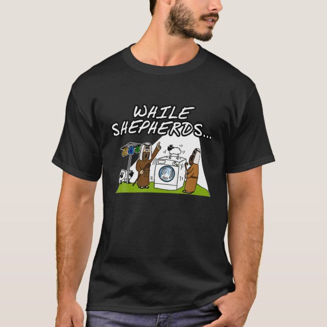 While Shepherds Christmas Nativity Washing Sheep C T-Shirt (Front)