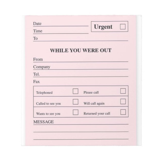 While You Were Out Notepad (Front)