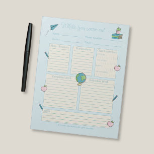 While You Were Out Teacher Doodles Blue Notepad