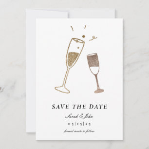 Whimcial Champagne Save the Date Card with Photo