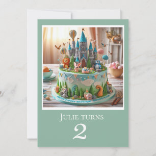 WHIMISCAL CASTLE BIRTHDAY CAKE PARTY INVITATION