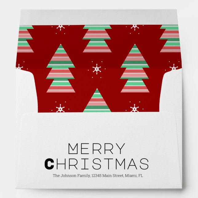 Whimiscal Christmas Trees Pattern  Envelope (Back (Bottom))