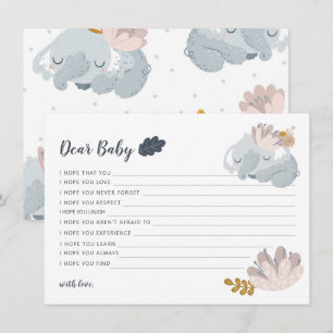 Whimiscal Elephant flowers wishes for baby Holiday Card