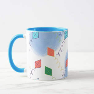 Whimiscal Kites Multicolored Sky Pattern Mug