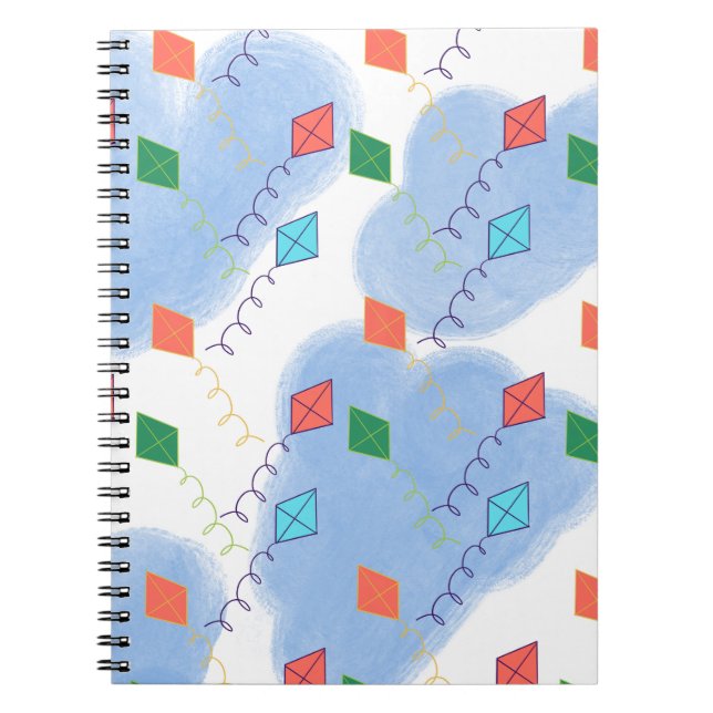 Whimiscal Kites Multicolored Sky Pattern Notebook (Front)