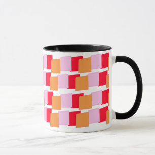 Whimiscal Squares Red Orange Pink Mug