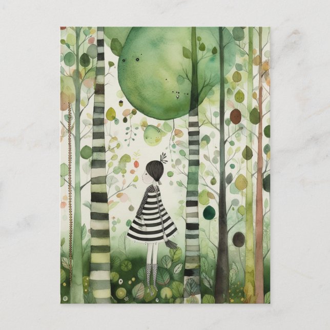Whimiscal Woman in the Forest Postcard (Front)