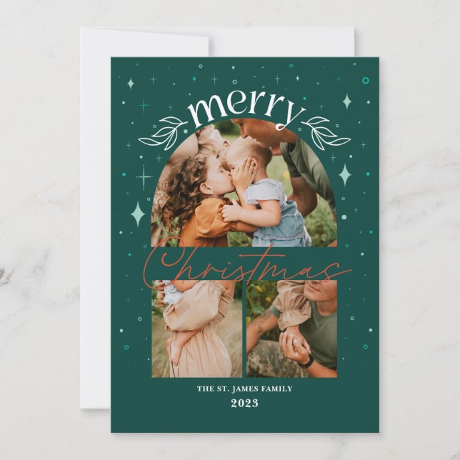 Whimisical Christmas Arch Multi-Photo Card  (Front)