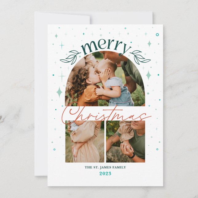 Whimisical Christmas Arch Multi-Photo Card  (Front)