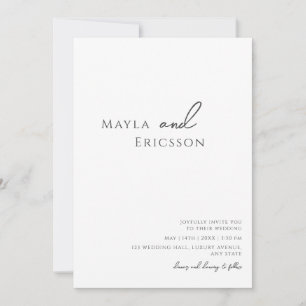 Whimisical Minimalist Casual Photo Script Wedding Invitation