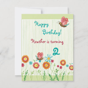 Whimsey Fleurs Fille Invitation de fête d'annivers