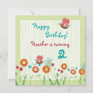 Whimsey Fleurs Fille Invitation de fête d'annivers