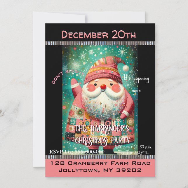 Whimsey Santa Claus Cutie Christmas Party Invitation (Front)