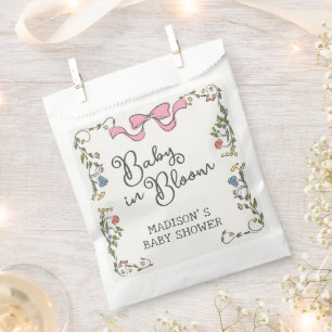 Whimsica Garden Party Doodle Floral Baby Shower Favour Bag