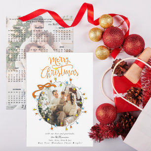 Whimsical 2 Photo Christmas Lights 2026 Calendar Holiday Card