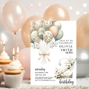 Whimsical 2nd Birthday Invitation