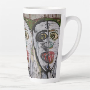Whimsical 3 Face Original Artist Painting Latte Mug