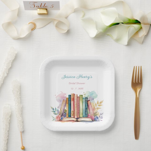 Whimsical A New Chapter Book Bridal Shower  Paper Plate (Wedding)