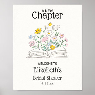 Whimsical A New Chapter Bridal Shower Welcome Sign