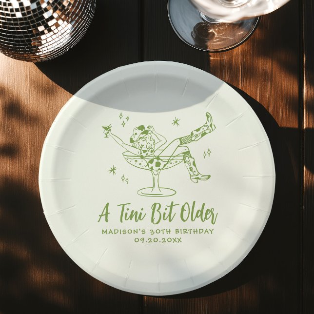 Whimsical A Tini Bit Older Green Birthday Party Paper Plate (Creator Uploaded)