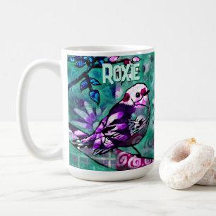 Whimsical Abstract Bird Floral Personalized Coffee Mug