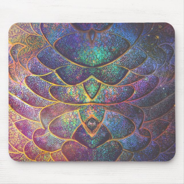 Whimsical Abstract Dragon Scales Cool Fractal Art Mouse Pad (Front)