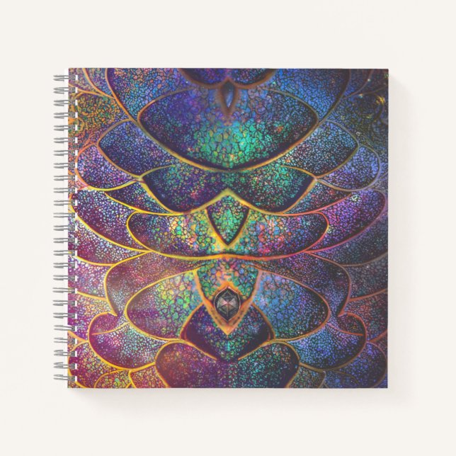 Whimsical Abstract Dragon Scales Cool Fractal Art Notebook (Front)