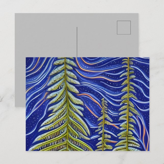  Whimsical Abstract Evergreens  Postcard (Front/Back)