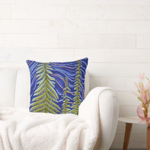Whimsical Abstract Evergreens Throw Pillow