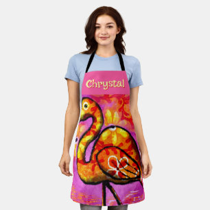  Whimsical Abstract Flamingo Bird Personalized Apron