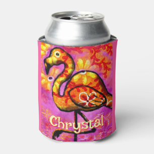  Whimsical Abstract Flamingo Bird Personalized Can Cooler